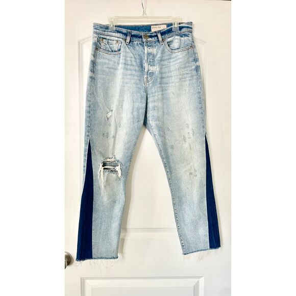 Pistola Pick Me Up Ankle Length Raw Hem Two Tone Distressed Jeans Size 31 - Picture 2 of 7